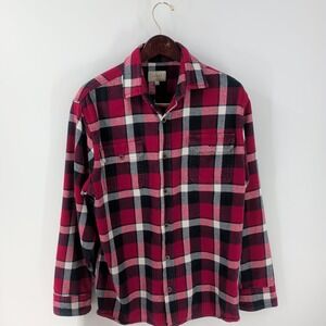 Jachs Cotton‎ Plaid Flannel Long Sleeve Western Button Up Shirt Red Black Size L